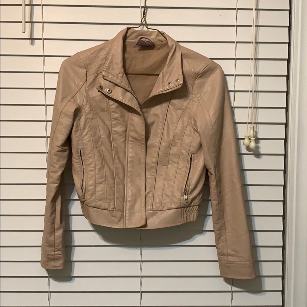 Soft Pink Faux Leather Jacket